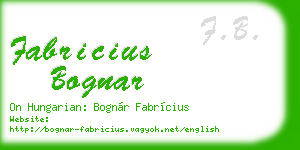 fabricius bognar business card