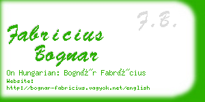 fabricius bognar business card